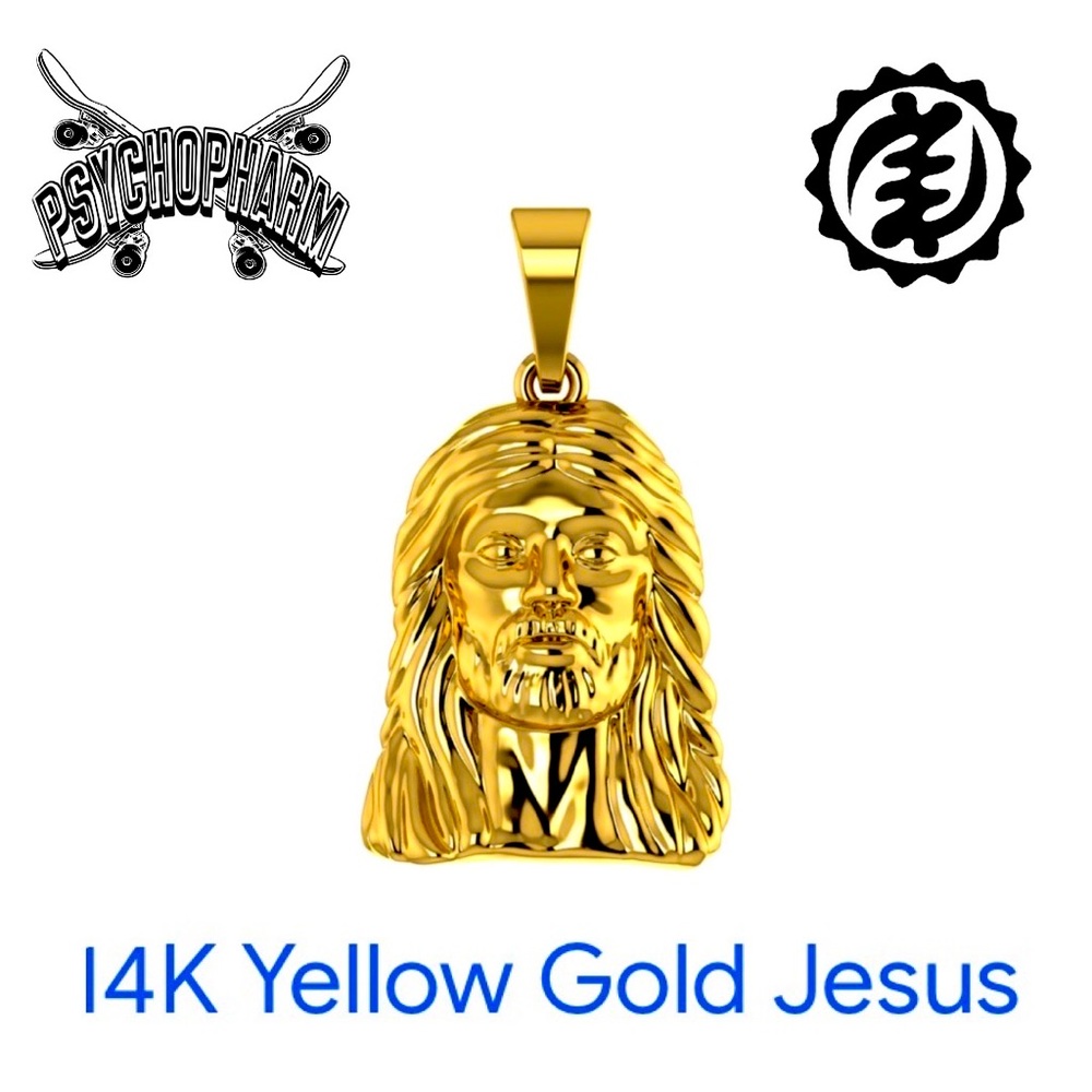 Im selling one 14k Jesus Pendant (Large) total length with bail is 2.163 inches.